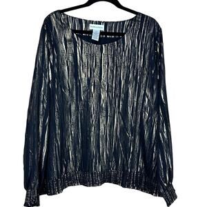 Draper's & Damons Black and Gold Elastic Hem Women Size 2X Flouncy Party Festive